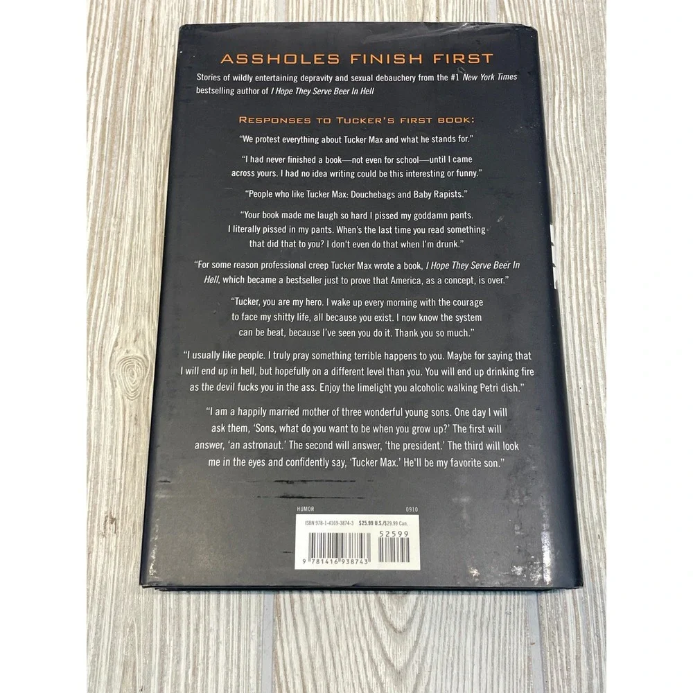 Tucker Max Book Lot A-holes Finish First Hilarity Ensues Lot of 2 Hardcover DJ